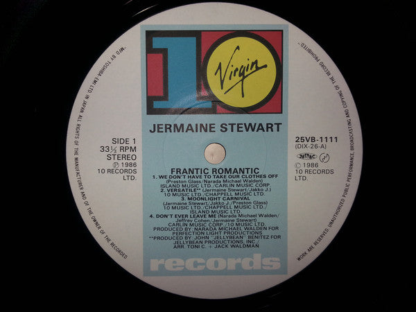 Jermaine Stewart : Frantic Romantic (LP, Album)