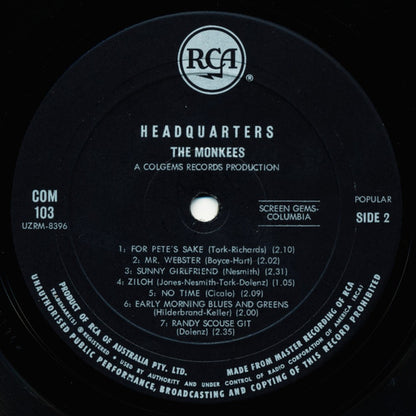 The Monkees : Headquarters (LP, Album, Mono)