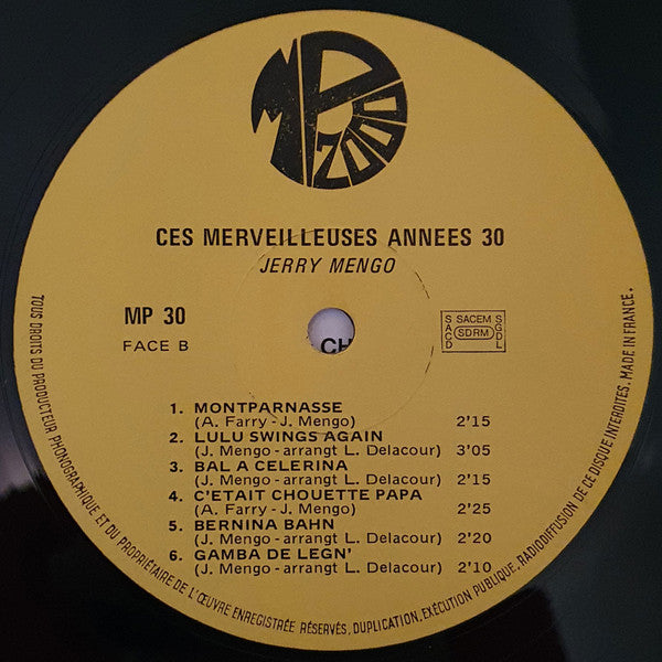 Jerry Mengo : Ces Merveilleuses Années 30 (LP)