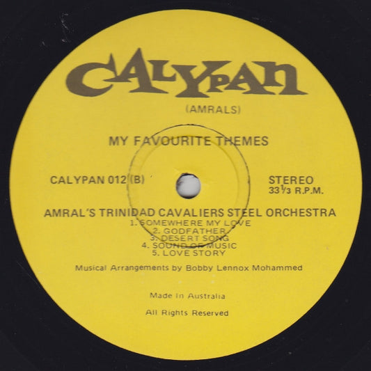 Amral's Trinidad Cavaliers Steel Orchestra* : My Favourite Themes (LP, Album)
