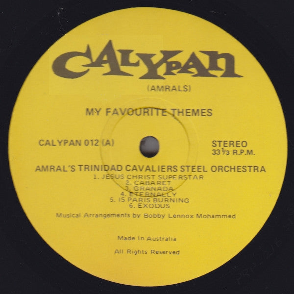 Amral's Trinidad Cavaliers Steel Orchestra* : My Favourite Themes (LP, Album)