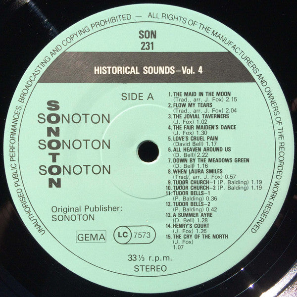 John Fox (2) : Historical Sounds Vol. 4 (LP)
