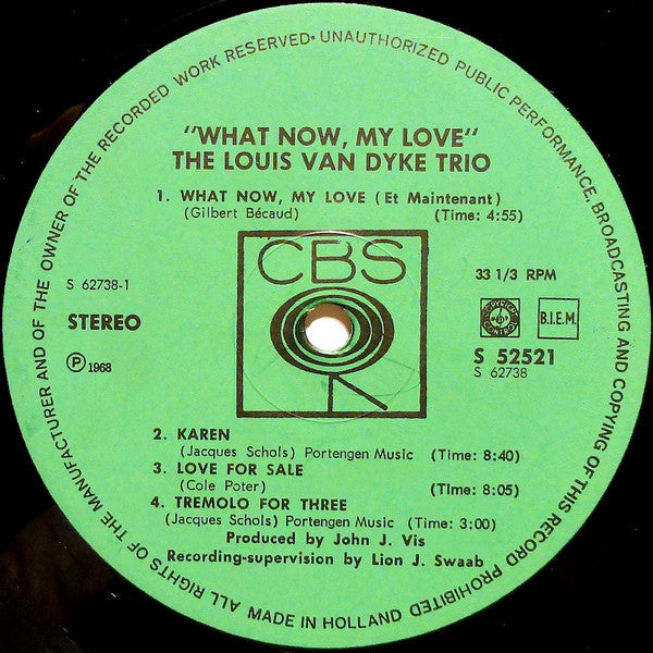 Louis Van Dyke Trio : What Now, My Love (LP, Album, RE)