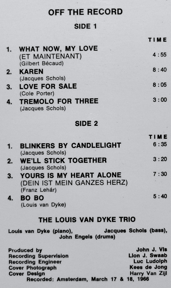 Louis Van Dyke Trio : What Now, My Love (LP, Album, RE)