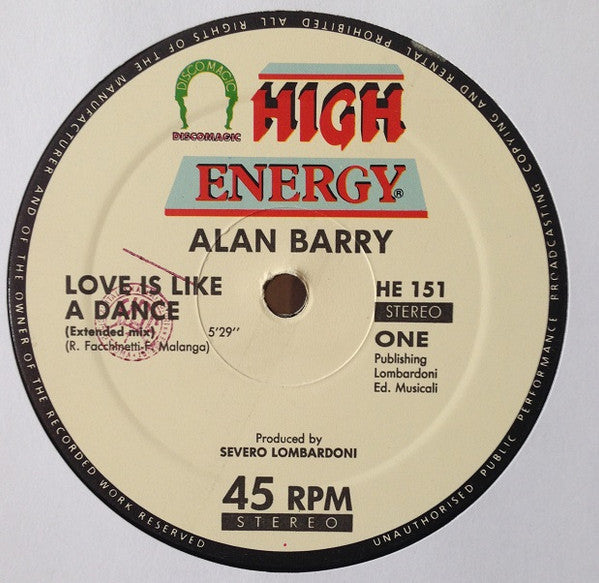 Alan Barry : Love Is Like A Dance (12")