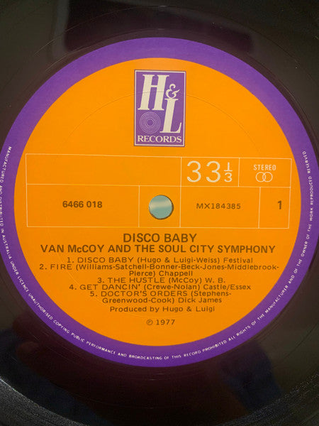 Van McCoy & The Soul City Symphony : Disco Baby (LP, Album)