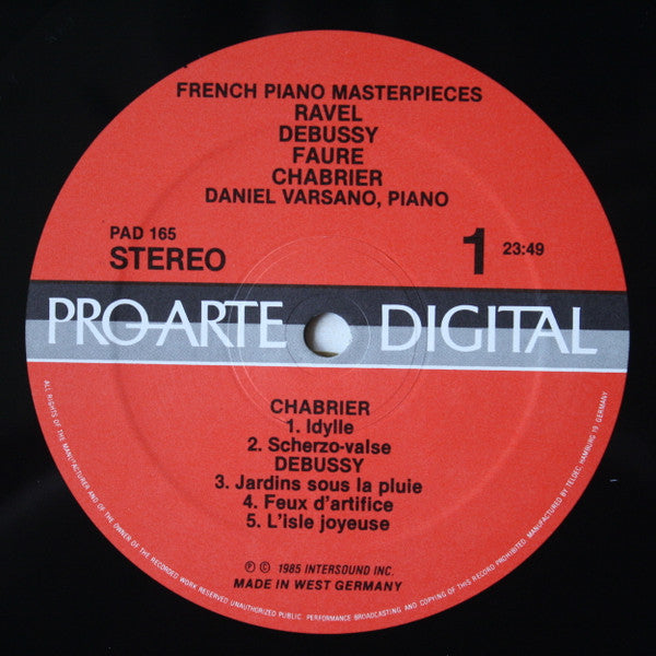Ravel* / Debussy* / Fauré* / Chabrier* - Daniel Varsano : French Piano Masterpieces (LP)