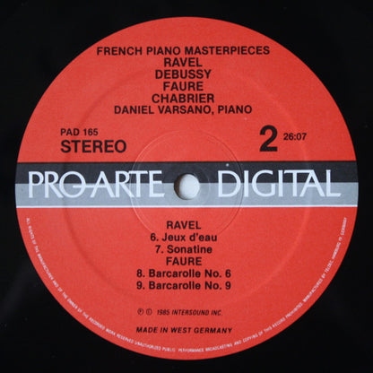 Ravel* / Debussy* / Fauré* / Chabrier* - Daniel Varsano : French Piano Masterpieces (LP)