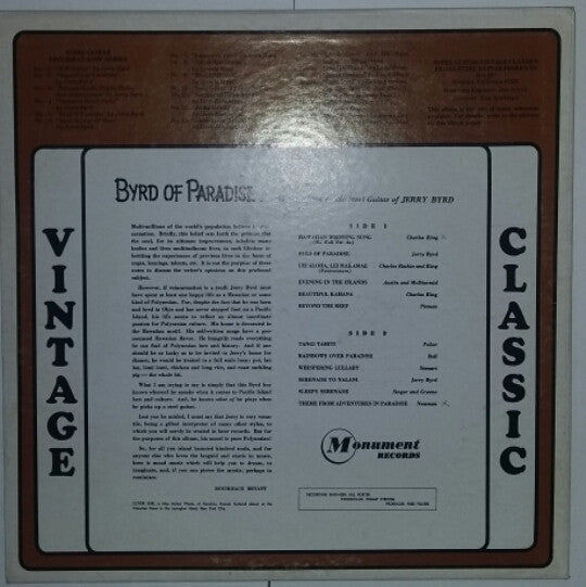 Jerry Byrd : Steel Guitar Vinatage Classic Number 5 - Byrd Of Paradise (LP, Album)