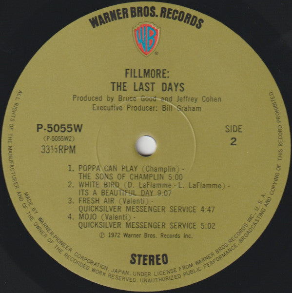 Various : Fillmore - The Last Days (3xLP + 7" + Box)