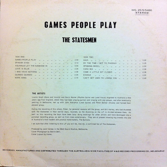 The Statesmen (11) : Games People Play (LP)