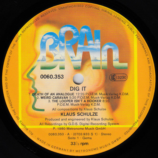 Klaus Schulze : Dig It (LP, Album)