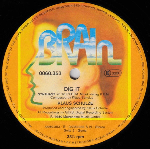 Klaus Schulze : Dig It (LP, Album)