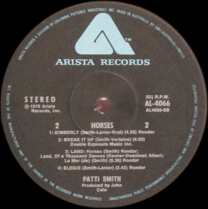 Patti Smith : Horses (LP, Album, RE)