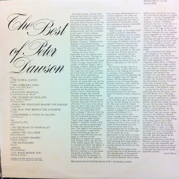 Peter Dawson : The Best Of Peter Dawson (LP, Comp)
