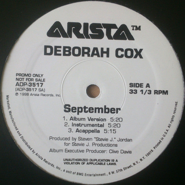 Deborah Cox : September (12", Promo)