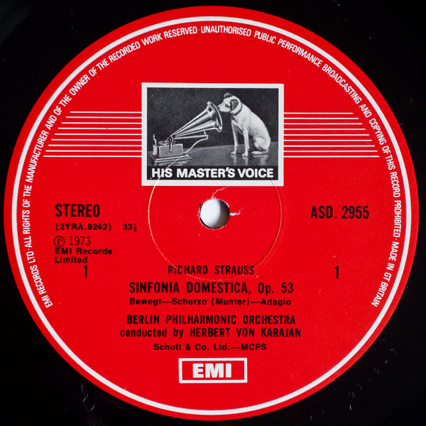 Richard Strauss - Herbert Von Karajan, Berliner Philharmoniker : Sinfonia Domestica (LP)