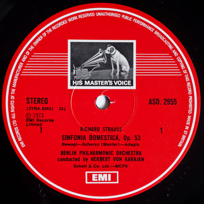 Richard Strauss - Herbert Von Karajan, Berliner Philharmoniker : Sinfonia Domestica (LP)