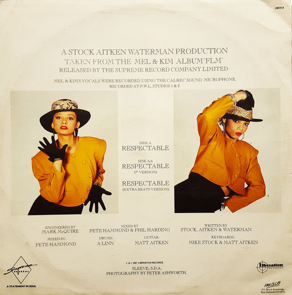 Mel & Kim : Respectable (12", Single)