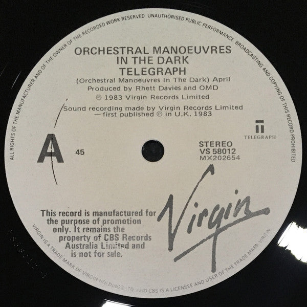 Orchestral Manoeuvres In The Dark : Telegraph (12", Promo)