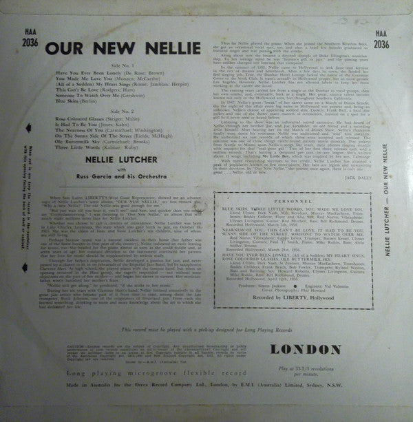 Nellie Lutcher With Russell Garcia And His Orchestra : Our New Nellie (LP, Album, Mono)