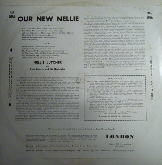 Nellie Lutcher With Russell Garcia And His Orchestra : Our New Nellie (LP, Album, Mono)