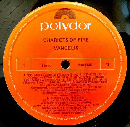 Vangelis : Chariots Of Fire (LP, Album)