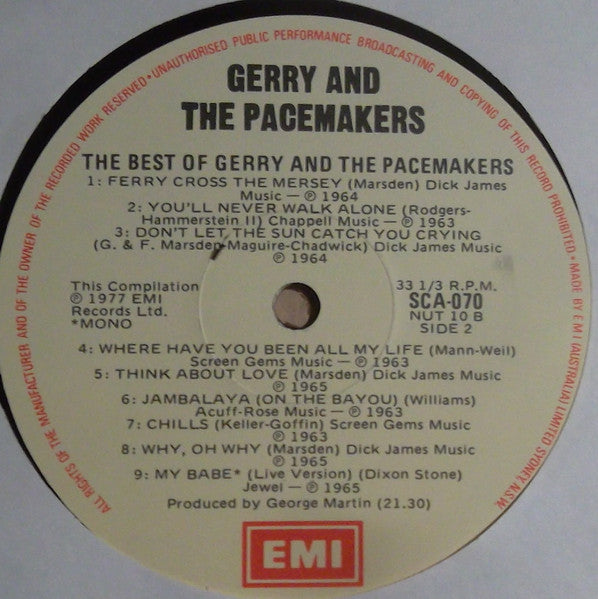 Gerry & The Pacemakers : The Best Of Gerry And The Pacemakers (LP, Comp)