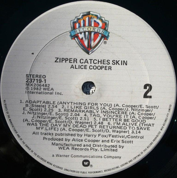 Alice Cooper (2) : Zipper Catches Skin (LP, Album)