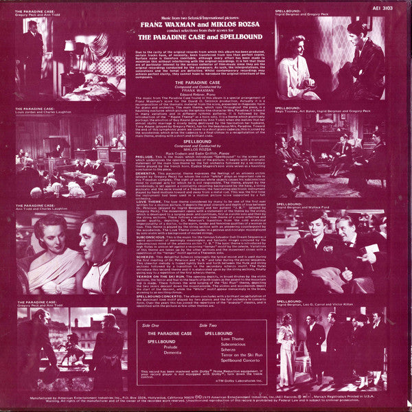 Franz Waxman And Miklós Rózsa : The Paradine Case And Spellbound (LP)