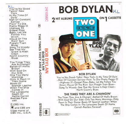 Bob Dylan : Bob Dylan / The Times They Are A-Changin' (Cass, Album, Comp)