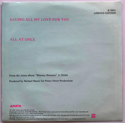 Whitney Houston : Saving All My Love For You (7", Single, Ltd)