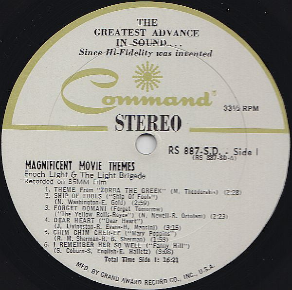 Enoch Light And The Light Brigade : Magnificent Movie Themes (LP, Album)