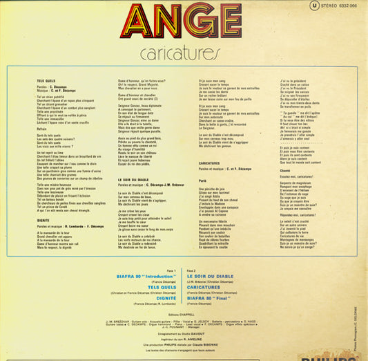 Ange (4) : Caricatures (LP, Album)