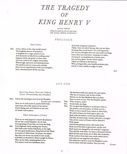 William Shakespeare : The Tragedy Of King Henry V (LP, Album, Club, RE)