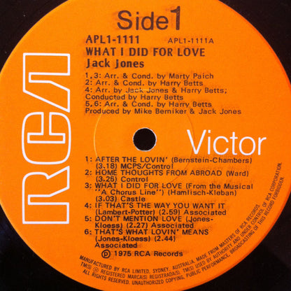 Jack Jones : What I Did For Love (LP, Album)