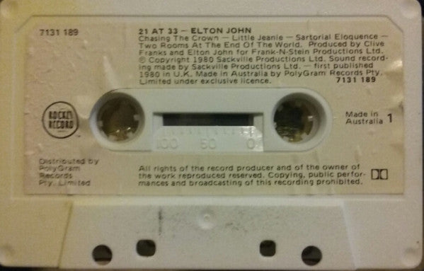 Elton John : 21 At 33 (Cass, Album)