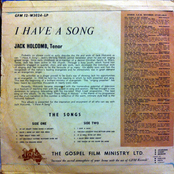 Jack Holcomb : I Have A Song (LP, Album)