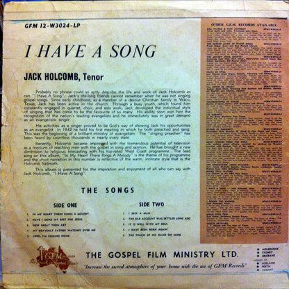Jack Holcomb : I Have A Song (LP, Album)