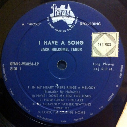 Jack Holcomb : I Have A Song (LP, Album)
