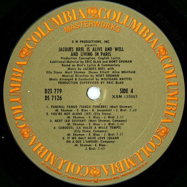 Eric Blau And Mort Shuman : Jacques Brel Is Alive And Well And Living In Paris (2xLP)