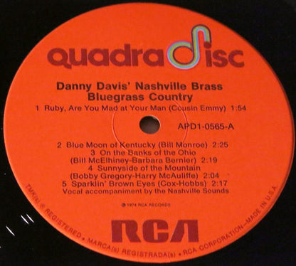 Danny Davis & The Nashville Brass : Bluegrass Country (LP, Album, Quad)