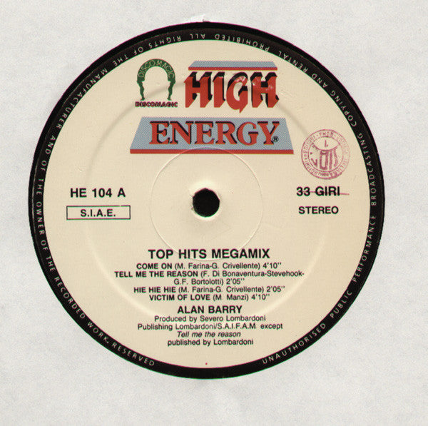 Alan Barry : Top Hits Megamix (12", Mixed)