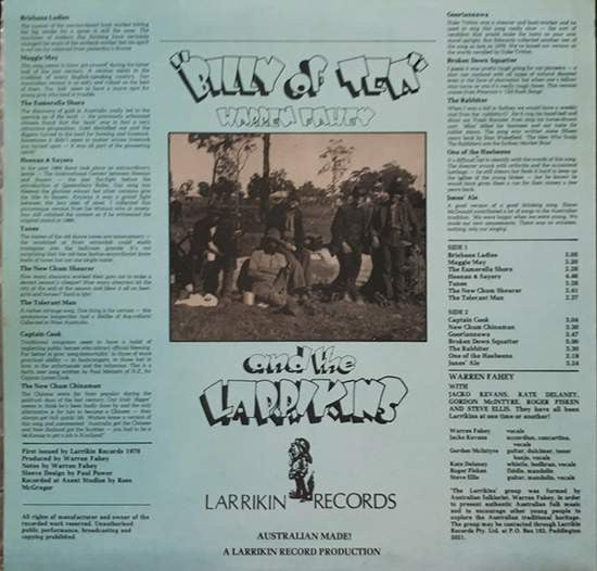 Warren Fahey And The Larrikins : Billy Of Tea (LP, Album)