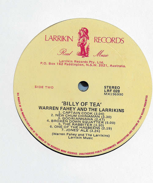 Warren Fahey And The Larrikins : Billy Of Tea (LP, Album)