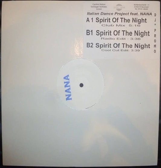 I.D.P. Feat. Nana' : Spirit Of The Night (12", Promo, W/Lbl)