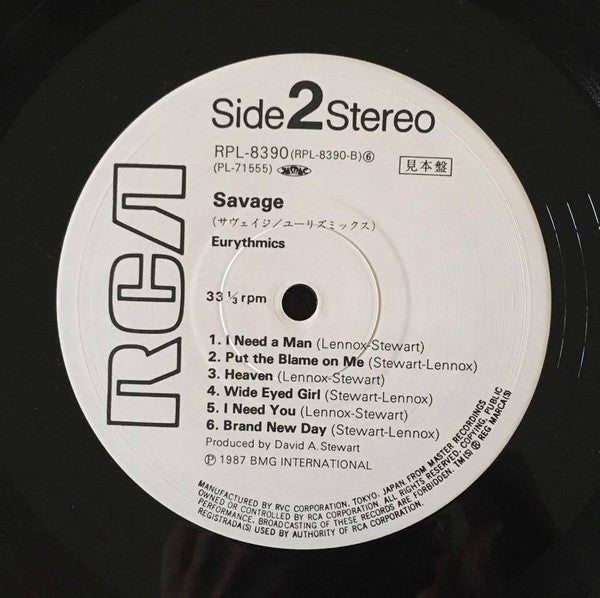Eurythmics : Savage (LP, Album, Promo)