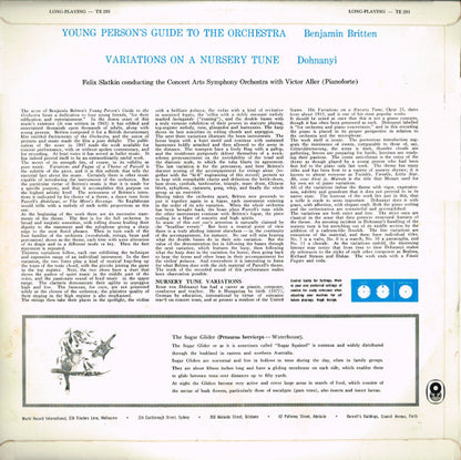 Benjamin Britten / Ernst von Dohnányi / Felix Slatkin Conducting The Concert Arts Orchestra With Victor Aller : Young Person's Guide To The Orchestra / Variations On A Nursery Tune (LP, Album, Mono, Club)