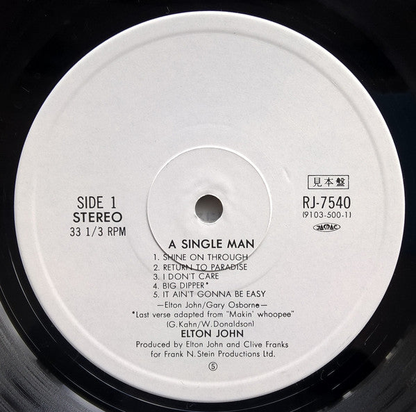 Elton John : A Single Man (LP, Album, Promo)