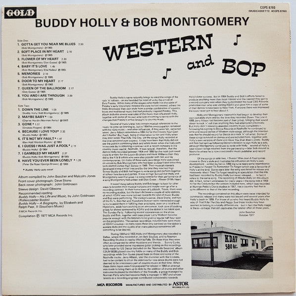 Buddy Holly & Bob Montgomery : Western And Bop (LP, Comp)
